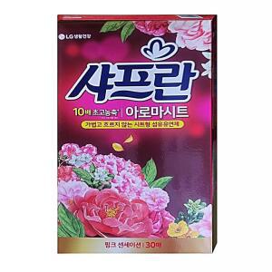 [2개구성] 엘지생활건강 샤프란 아로마시트 농축섬유유연제 핑크센세이션 30매 섬유냄새탈취제 의류유연제 DUWBFBF2A
