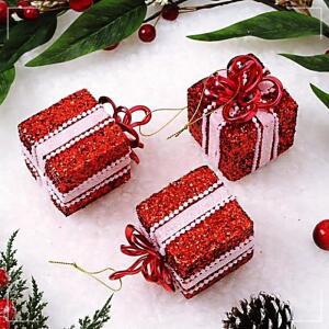 [2개구성] 산타 오너먼트 사슴 연말 도토로 3p 이벤트 트리 선물 에펠 장식 마스 파티 루비레드 HWFGA2BT