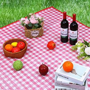 [2개구성] 글로벌티엔티 레드 감성 접이식 체크 방수 돗자리 QWEED015