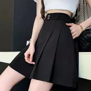 A라인 여자 하이웨스트 투버튼 치마바지 팬츠 여성반바지 치마반바지 치마바지