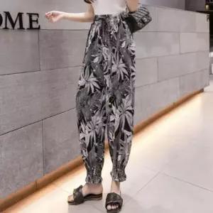 여성 여름 쿨 조거팬츠 밴딩 셔링 아이스 바지 쿨링 바지 무지 스판 7부 여름 면