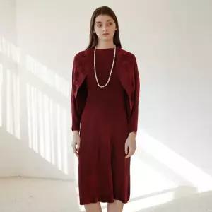 [요이츠] 벨벳 모노 클래식 플리츠 롱원피스_YJ10WNPOP01