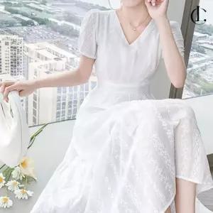 엘케이트 여성 원피스 LDZ957 퍼프 소매 펀칭 롱 드레스