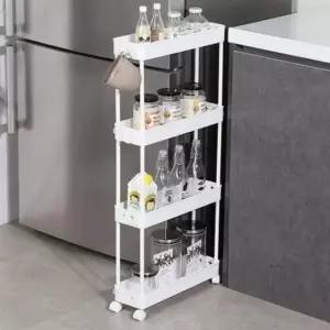 [생활] 이동형 세탁실 틈새 공간 수납 트롤리 선반 미니 슬림장