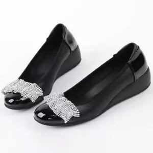 양가죽 여성 웨지힐 미들힐 구두 107494