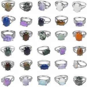RICHRAIN 30피스 로트 크리스탈 반지 대량 품목 도매 정리 부티크 재판매 주얼리 여성용 알포 마요르, 메탈