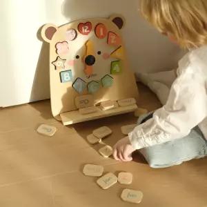 베어러닝시계달력블록 원목 교구 시계 놀이 달력 날짜 숫자 시간 개념 교육