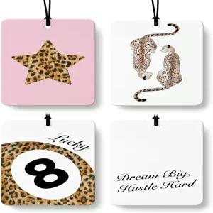 FISWAFY 트렌디 레오파드 자동차 공기청정기 4종 프레피 핑크 치타 프린트 스타 럭키 8볼 걸이 옷장 서랍장