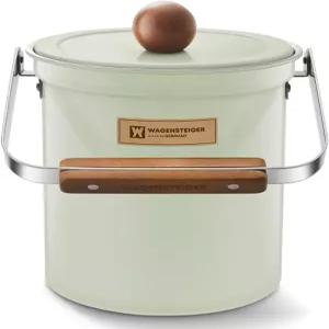 와겐슈타이거 주방 조리대 퇴비통 101온스/밀폐 뚜껑 포함 3리터 나무 손잡이 스타일리시한 디자인의