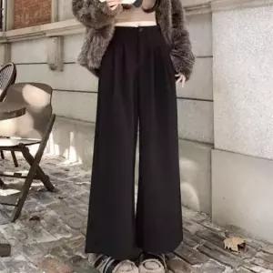 [애슬릿] 여성 와이드 슬랙스 봄 하객룩 뒷 밴딩 통바지