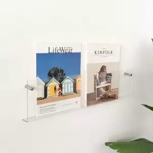 [생활] 인테리어 투명 벽선반 잡지꽂이 카페 책 수납 진열대 80cm