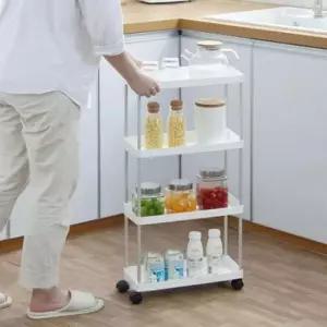 [생활] 슬림 이동식 트롤리 수납선반 틈새 공간 활용 카트 선반 슬라이딩 정리함