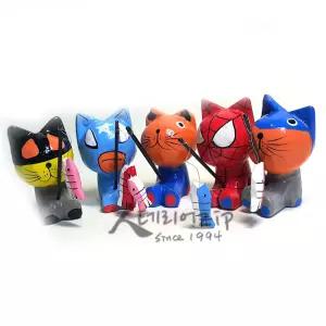 히어로 낚시 고양이 어벤져스미니어쳐장식소품 우드품 원목품 감성 집들이선물 인형 장식품 어처 어쳐