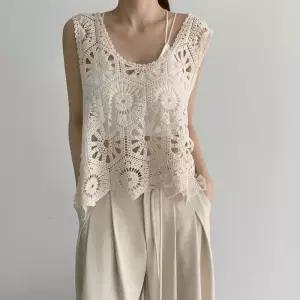 여리핏 몸매커버 크로셰 니트조끼여자 유니크 예쁜 이쁜여성 커버업 여름 베이직