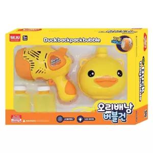 18.오리 배낭 버블건 비누방울 20홀 대량발사 LED불빛 놀이 비눗 방울총 비눗총 방울건 비눗장난감 자동건