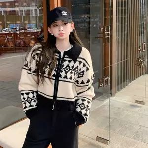 눈꽃가득 클래식 빈티지 노르딕 집업니트겨울 스웨터 패턴가디건 여성