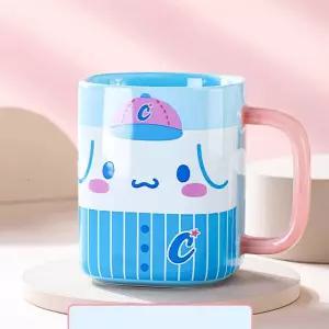 산리오 시나모롤 투톤 사각 머그컵 400ml대용량 세라믹 캐릭터 머그잔 굿즈 머그