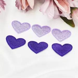 퍼플 하트 열접착 의류 리폼 패치 와펜