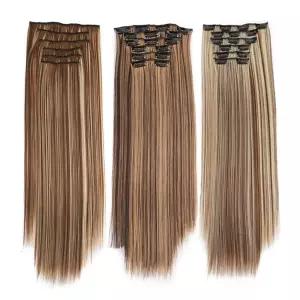 단계별 헤어피스 6개1세트 부분가발 브릿지 똑딱붙임머리 긴붙임머리 투톤붙임 칼라 컬러 붙임 여자