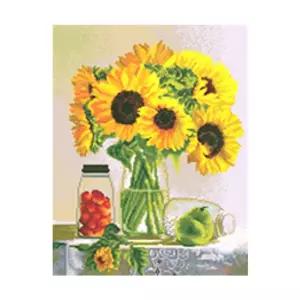 DIY 보석십자수 정물 아침의 해바라기 40X50 세트액자 취미생활 패키지 비즈 반짝이
