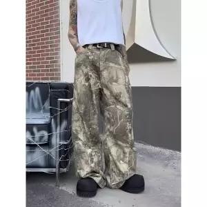 바지 빈티지 캐주얼 남자배기바지 카무플라주 청바지 봄가을 슬림핏 ible3