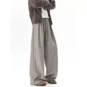 팬츠 회색 빈티지 가을 캐주얼 스트라이프 남자배기바지 와이드 정장 ible3