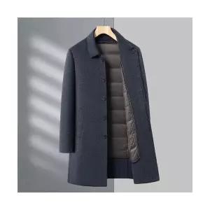 하프 남사친 모직 가을 캐주얼 코트 짧은 히든 오리털 안감 숄카라 퍼 MF3