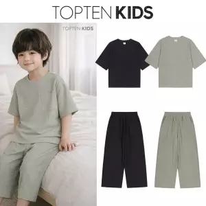 [탑텐키즈](김해점)(공용) 크링클 포켓 반팔티+9부 팬츠 코디세트 MKF2TS3002/PT3002