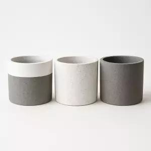 모던레시피 시멘트 테라조 원형 화분 실린더형 25x25cm꽃집 분배 인리어 정원 원예 베란다 식물 플라워
