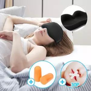 로에드 3D수면안대+귀마개+입벌림방지밴X자형 30p여행 충장 기내용 세트 비행