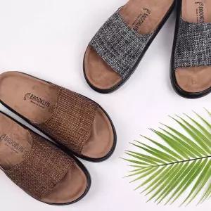 남성 여성 직조원단 와이드 스트랩 슬리퍼 커플 여름샌들여자 남자 쪼리 키높이 사무실 사무용 발편한 실외