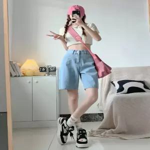 여자 여름용 베이직 데님 반바지 여성 숏팬츠 데일리룩 편한 쿨반바지 팬츠 핫팬츠 3부