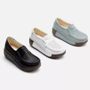 [아리앤] 소가죽 펀칭 통굽 로퍼 5cm