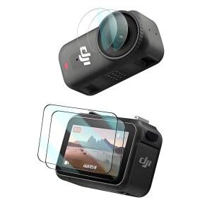 DJI Osmo 나노 액세서리용 액정보호필름(2세트), DJI Osmo 나노 카메라 액세서리용 렌즈 프로텍터 및 액정보호필름, 보조 흡착 컵 포함, 9H 강도 강화 유리, 울트라 HD, 쉬운 설치