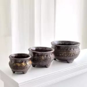 3개셋트 엔티크 옹기 화분 D12 D16 D20장식용 인테리어 용기 꽃용기 식물 틱화분