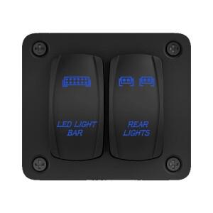2구 로커 스위치 패널 LED 라이트 바 후미등 12V 24V DC 블루 5핀 ON OFF 사전 배선 자동차 ATV용