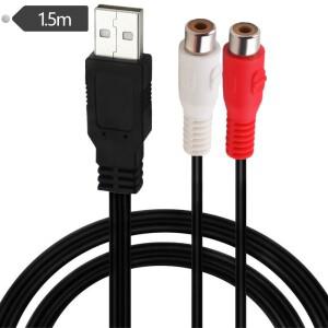 USB-2 RCA 케이블 5피트 1.5m 2.0 A 남성-듀얼 여성 잭 분배기 PC TV Aux 오디오 비디오 AV 복합 어댑터 코