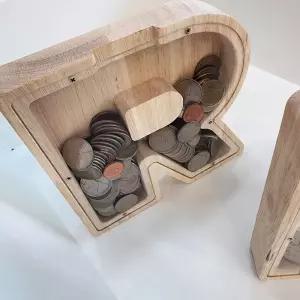 나무 알파벳 저금통 저축 동전 인테리어 소품 새해선물 탁상 동전용 금고 어린이 비밀 우드 이니셜