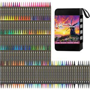 144가지 색상 듀얼 팁 아크릴 페인트 마커 방수, 무독성, 무취 펜 및 바위, 나무, 유리, 돌, 캔버스, 세라믹, 패브릭 종이 페인팅용