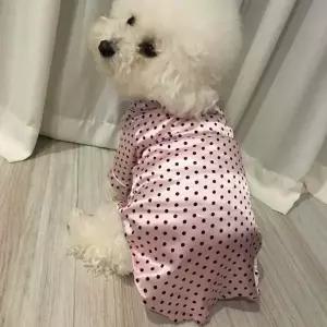 반려견 부드러운 긴팔 땡땡이 사계절 잠옷 파자마 옷