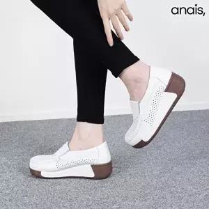 [아나이스]소가죽 펀칭 통굽 로퍼 5cm_26S079