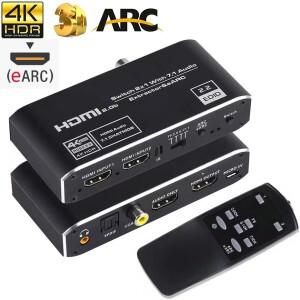 2x1 4K HDMI 스위치 eARC 오디오 추출기ARC 및 광학 Toslink 2.0 포함 apple 호환 TV PS4용 60Hz 스위처 원