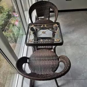 라탄테이블세트 베란다의자 정원 리조트 4인용 펜션