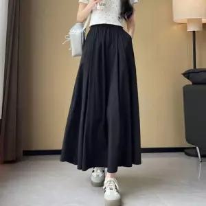 [라일리여성의류] Rly 여자 A라인 무지 밴딩 롱 캐주얼 주름 스커트
