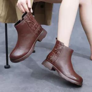 여사친 신발 플랫워커 슈즈 추동 리얼 가죽 워커 미들부츠 봄가을 단화 기모 굽 MF3