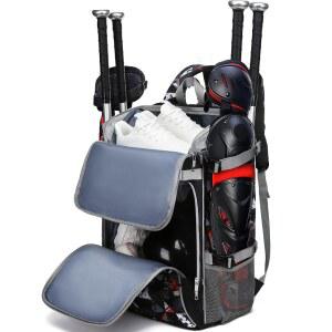 FOKDUVB 야구 소프트볼 캐처 기어 백 헬멧 가슴 보호대 다리 보호대 클리트 대형 야구 소프트볼 배트 백팩 남아 여아 포수 장비 가방 청소년