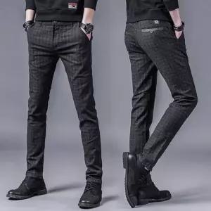 체크슬랙스 남성긴바지 일자핏 면바지 캐주얼정장팬츠