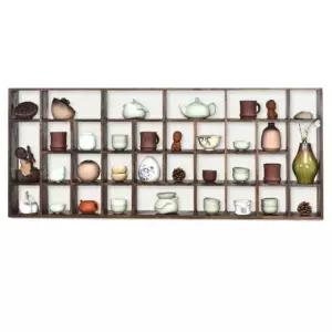 찻잔 원목 거치대 찻집 장식장 진열대 그리드 장식품 엔틱