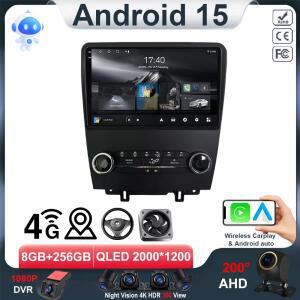 안드로이드 15 카 DVD GPS 네비게이션 포드 머스탱 2010-2014 자동차 멀티미디어 플레이어 QLED 스크린 블