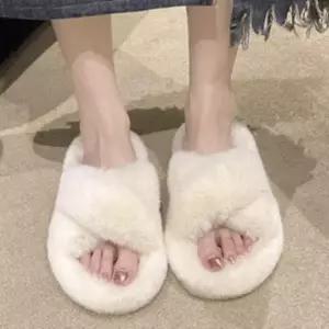 |CCS7DCB|여성용 따뜻한 겨울 몽글몽글 엑스 스트랩 슬리퍼